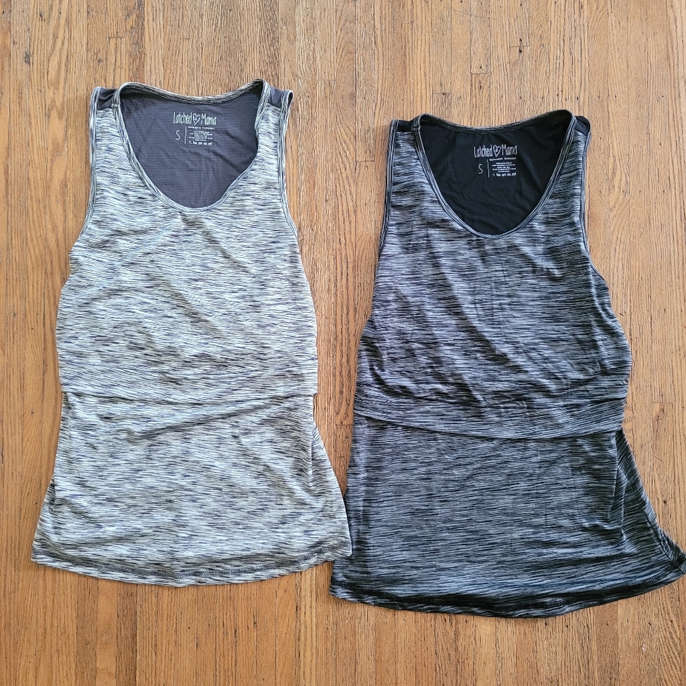 Bundle two gray Latched Mama nursing athletic tops size small